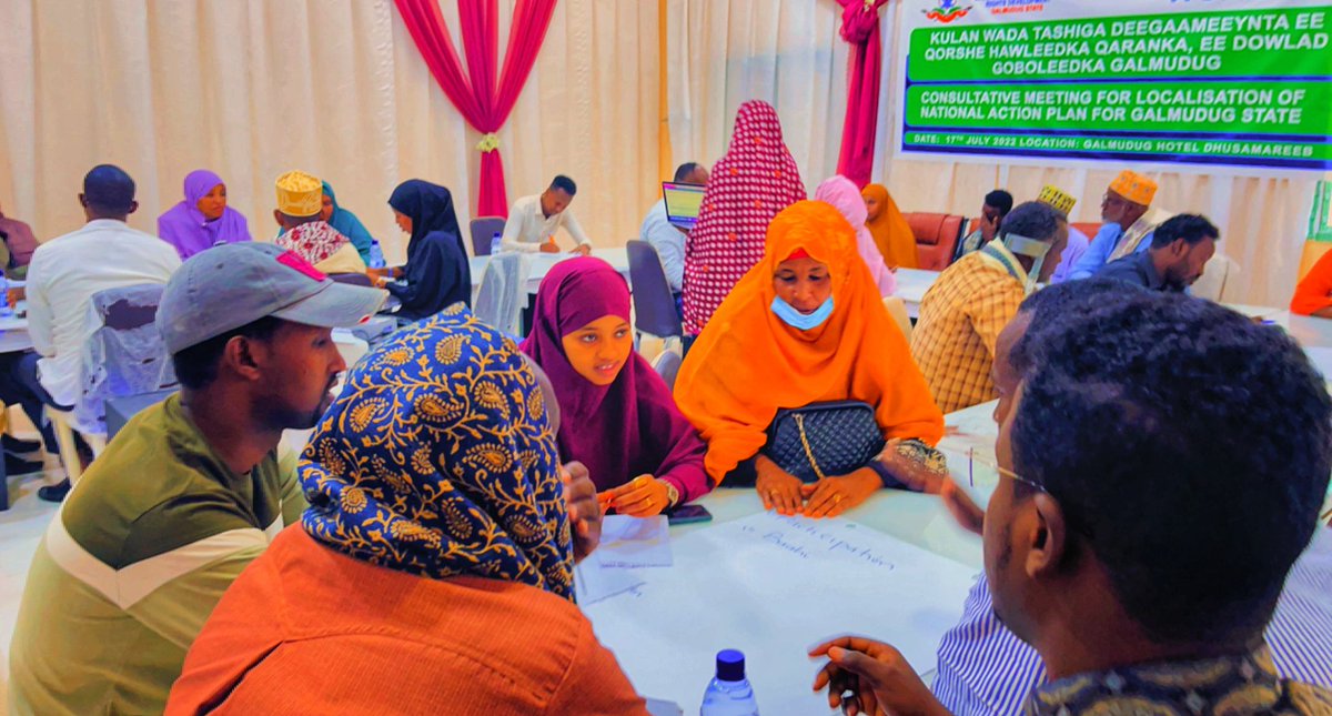 A consultative meeting on localization of the National Action Plan was held in Dhusamareeb with support from UN Women.<a href="/UN_Women/">UN Women</a>