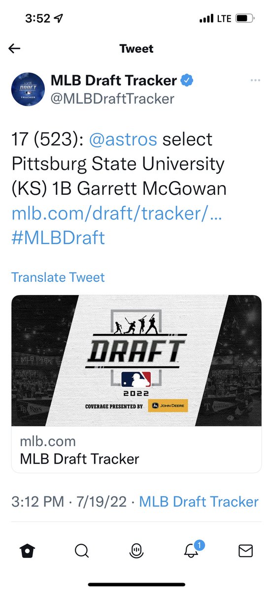 Could not be more proud of Garrett! Has put in the work and deserved this opportunity!Pitt State ⚾️