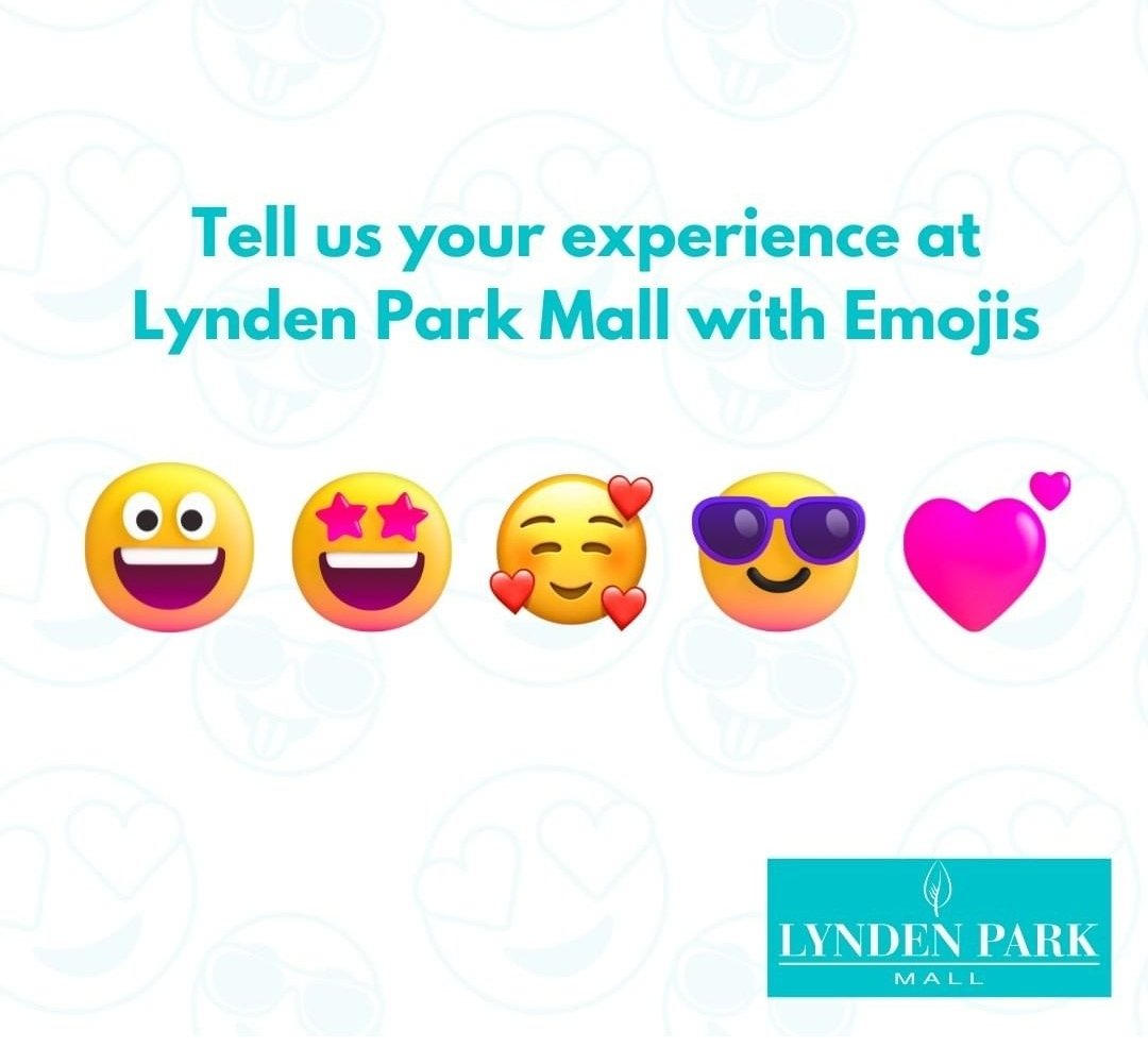 Share with us your experience at Lynden Park Mall with emojis! 🥰

#WorldEmojiDay #EmojiDay2022 #HappyEmojiDay #EmojiDay #TellUsYourExperience #LyndenParkMall #BrantFord #BrantFordontario
