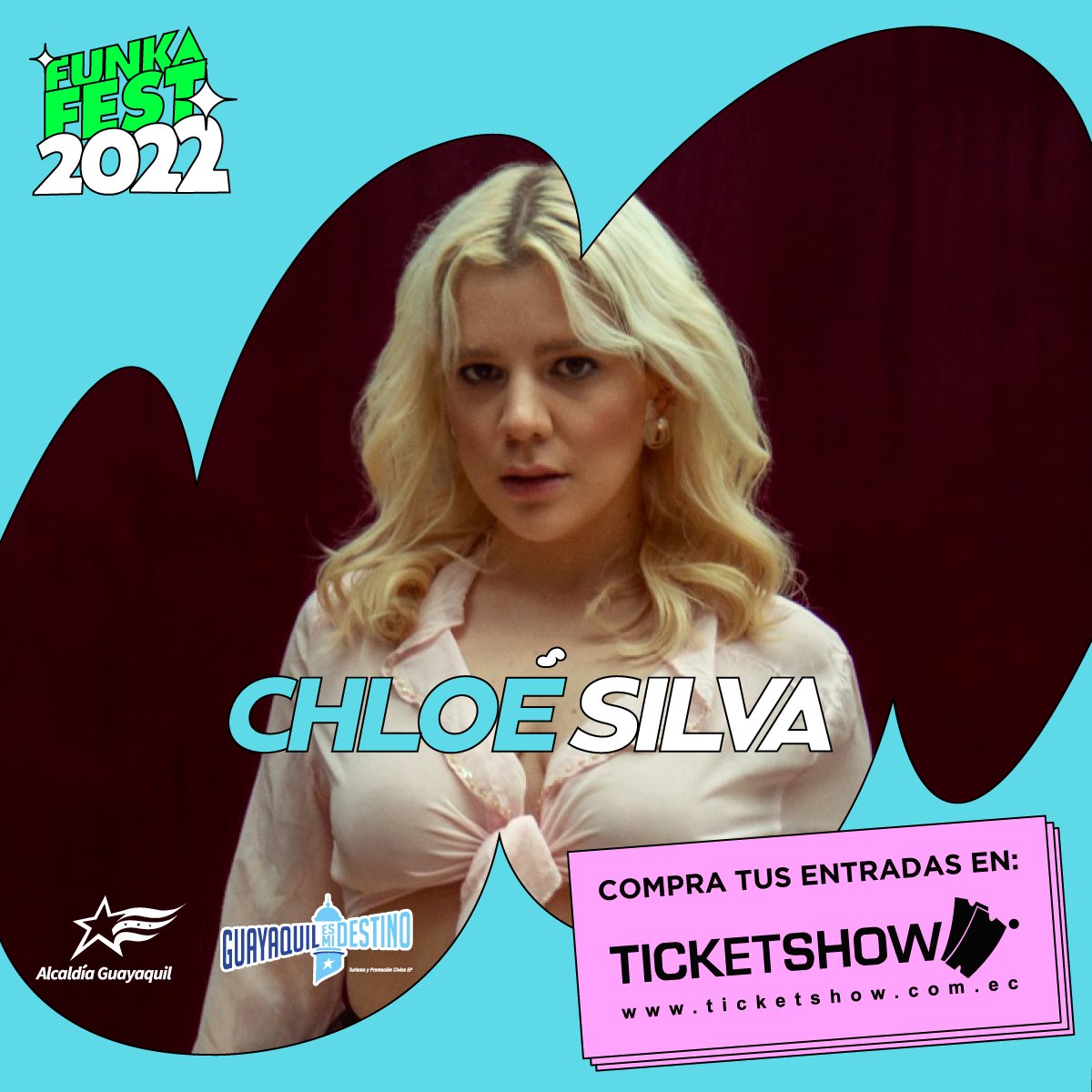 FunkaFest's tweet photo. ¡Falta poco para vibrar con las mejores bandas de la escena nacional en el #FunkaFest2022! Tayos Tayos Tayos, La Madre Tirana y Chloé Silva son 3 de las geniales propuestas musicales que se tomarán los escenarios el próximo 27 de agosto. Entradas en bio. #TodoFunka https://t.co/0ey5P2ZVo1