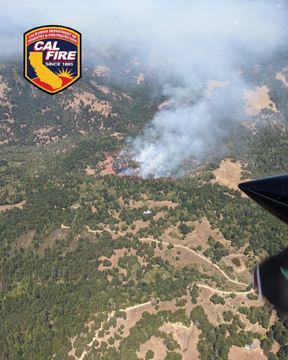 #MeadowFire UPDATED: Fire resources at scene have made significant progress. Aerial photo of Meadow Fire at approx 1:50 PM today. Location: Boonville,  Black Oak Ridge Rd &amp; Lone Tree Ridge Rd, Mendocino County, CA. #CALFIREMEU #ReadyForWildfire
