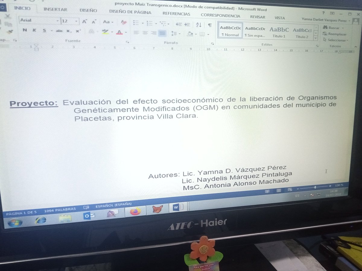 Yuniey050981's tweet photo. Diseña #Ocitma proyecto"Evaluación de los efectos socioeconómicos de la liberación de los OGMs" El talento profesional de la ORSA es su principal fortaleza. Regulación Ambiental con #Ciencia e #innovación @JorgeAlvarezAl5 @MariaC_Velasco @CITMAVCL https://t.co/j2m3uvOCnV
