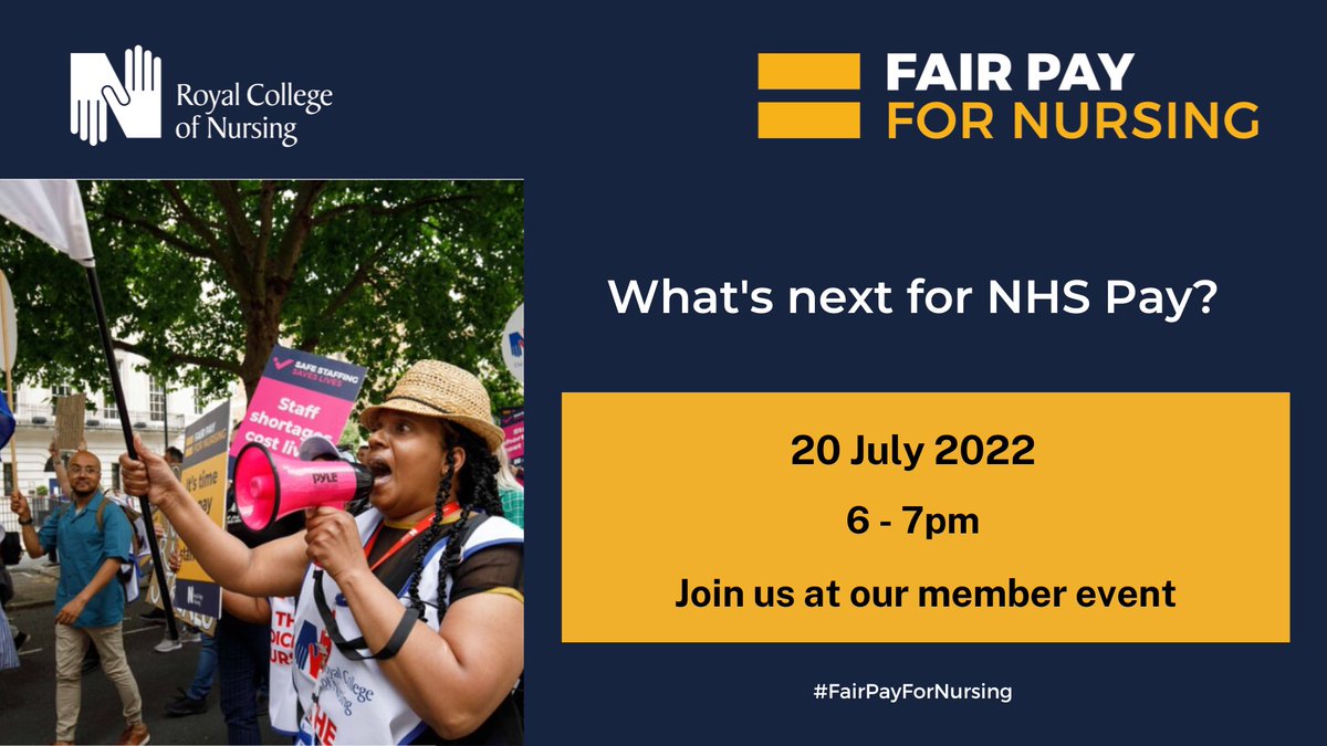 The NHS pay award shows that despite the soaring cost of living &amp; chronic shortage of nursing staff, ministers are refusing to listen.  

Join us tomorrow to talk about urgent action members need to take next in the fight for fair pay. rcn.org.uk/news-and-event…
#FairPayforNursing