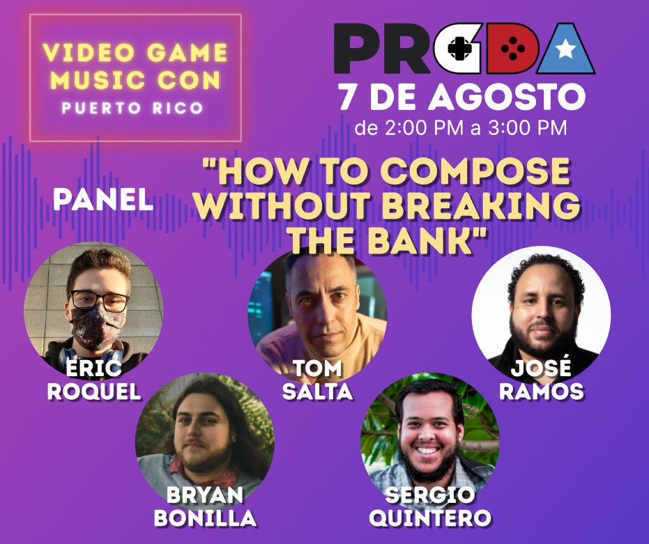 prgamedevs's tweet photo. ¿Vas para Video Game Music Con Puerto Rico (@pr_vgm)? ¡No te pierdas nuestra charla y panel! 🤯
Going to the Video Game Music Con Puerto Rico (@pr_vgm)? Don't miss out our keynote and panel! 🤯
#prgda #vgmcpr #vgmconpr #prgamedev #vgm #vgmpuertorico #gameaudio #gamedev https://t.co/9VnuLUt4XU