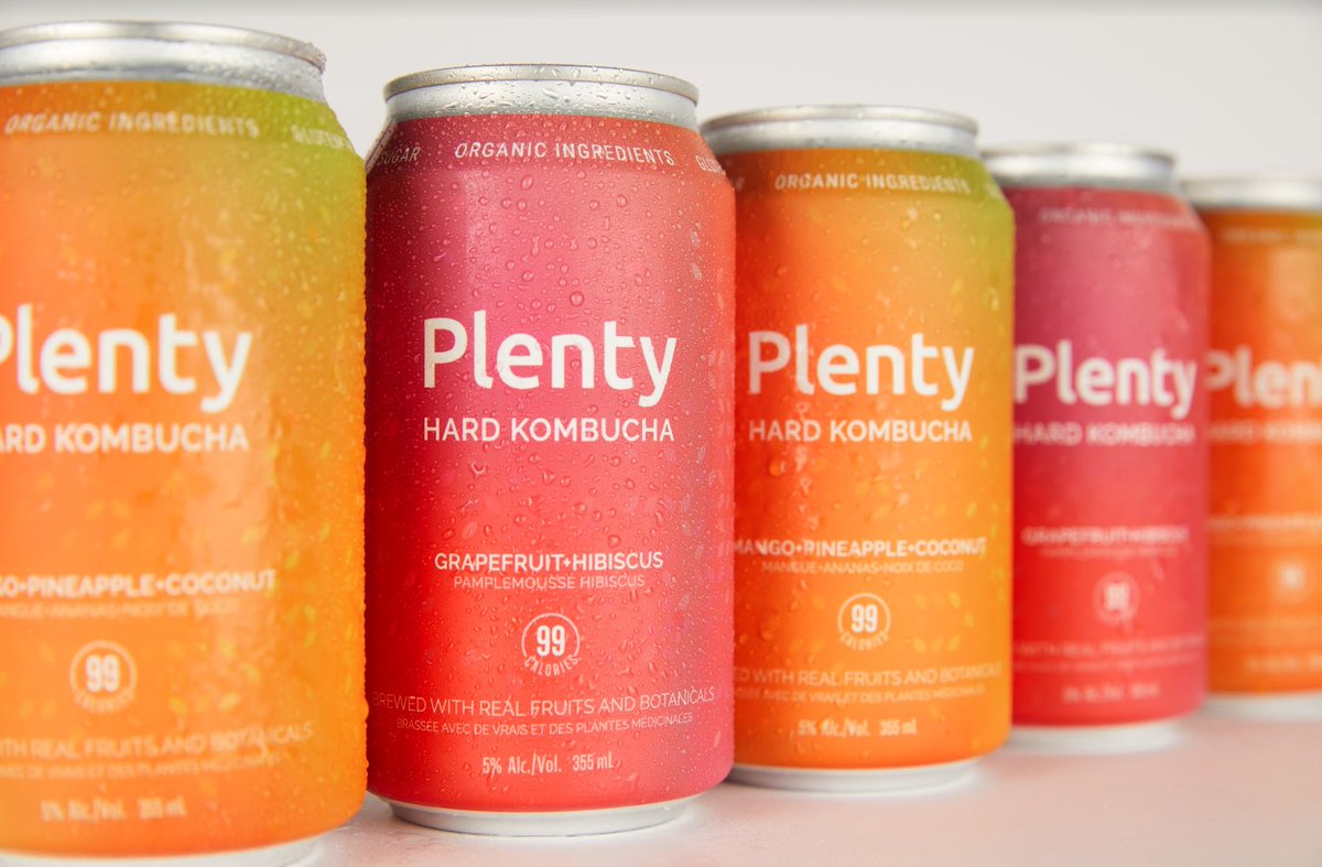 plentykombucha's tweet photo. Our Grapefruit + Hibiscus &amp; Mango + Pineapple + Coconut Hard Kombucha is a clean 5.0% ABV and only 99 calories + 1g of sugar ✨

#plentyhardkombucha #hardkombucha #organickombucha #vancouvermade #supportlocalbc #yvrvegan https://t.co/Fm7a9woPah