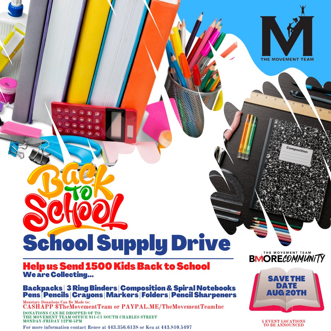 Hey Friends and Family!!!We are gearing up for an Amazing Day of service and we need your help! We will be giving away 1500 Book Bags filled with school supplies…5 Communities…1 Day! Help us be a Blessing to families across the City! Please Share!!!