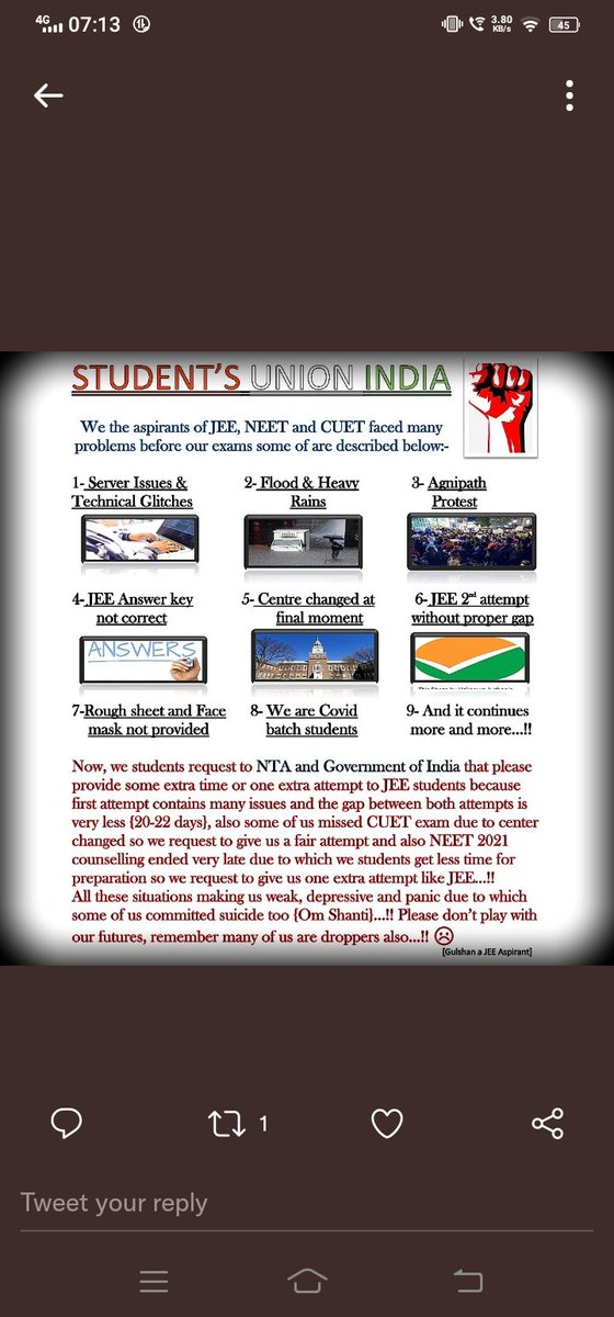 TanuShr18277310's tweet photo. Help someone we are helpless no one cares about students #JEEAspirantsFutureMatters https://t.co/rABm9w4Acj