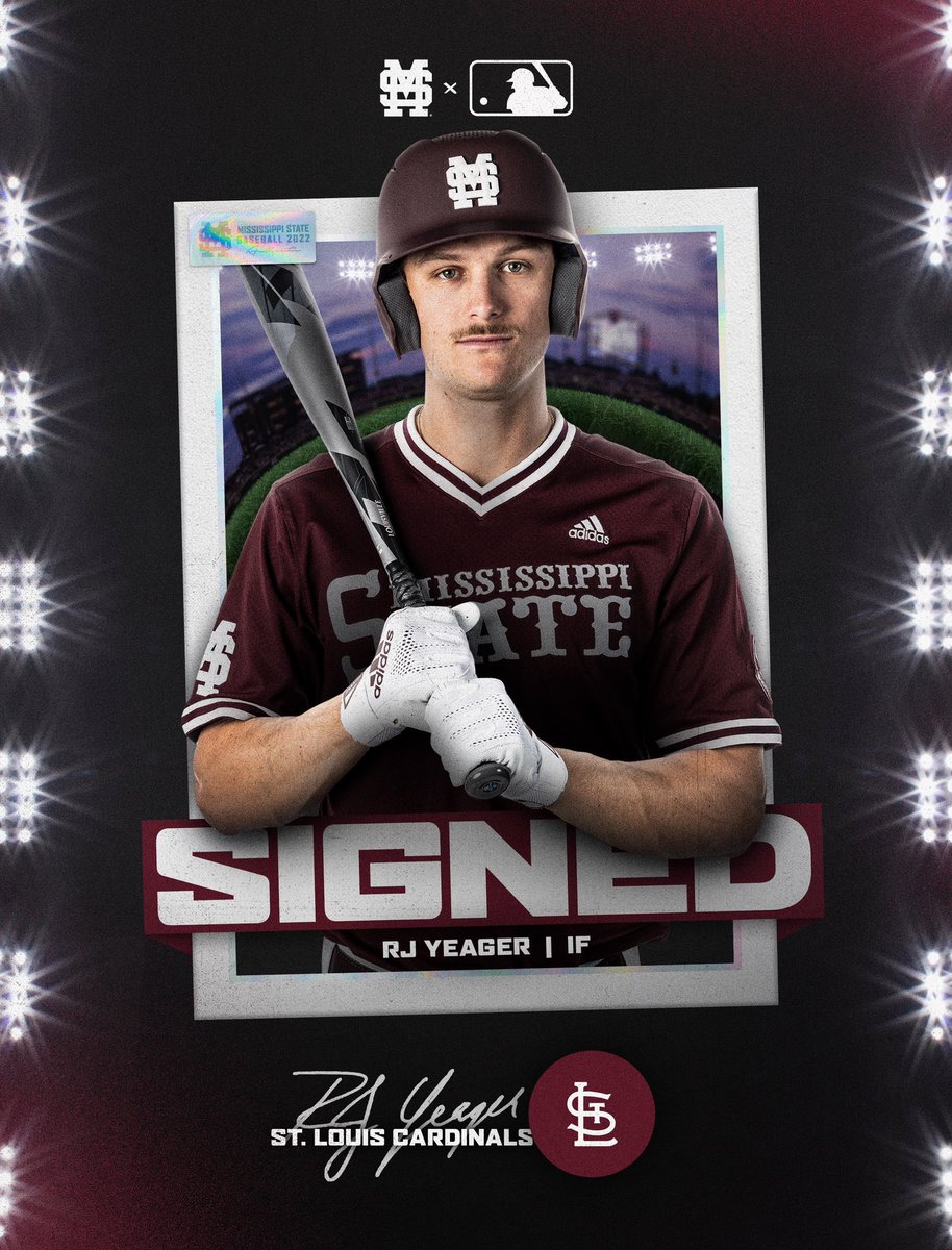 𝗬𝗲𝗮𝗴𝗲𝗿💣 ➕ #STLCards 

<a href="/rj_yeag1/">RJ Yeager</a> has signed a free agent deal with the <a href="/Cardinals/">St. Louis Cardinals</a>! 

#StateToTheShow | #HailState🐶