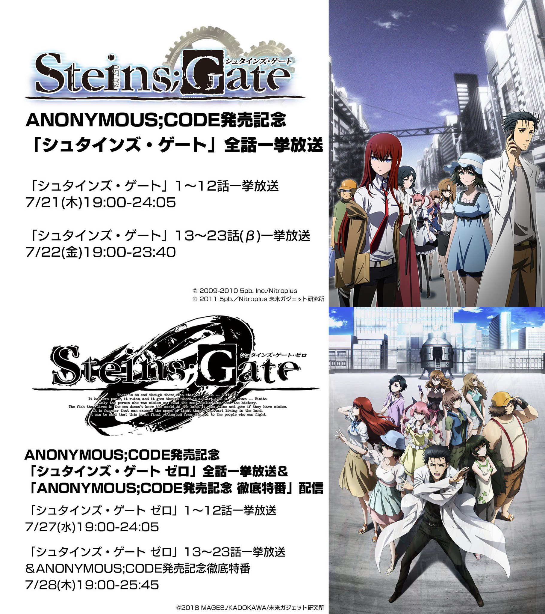 アニメ化 続編情報告知bot Tvアニメ シュタインズ ゲート がニコニコ動画で一挙放送決定 T Co Xadghllo1u Twitter