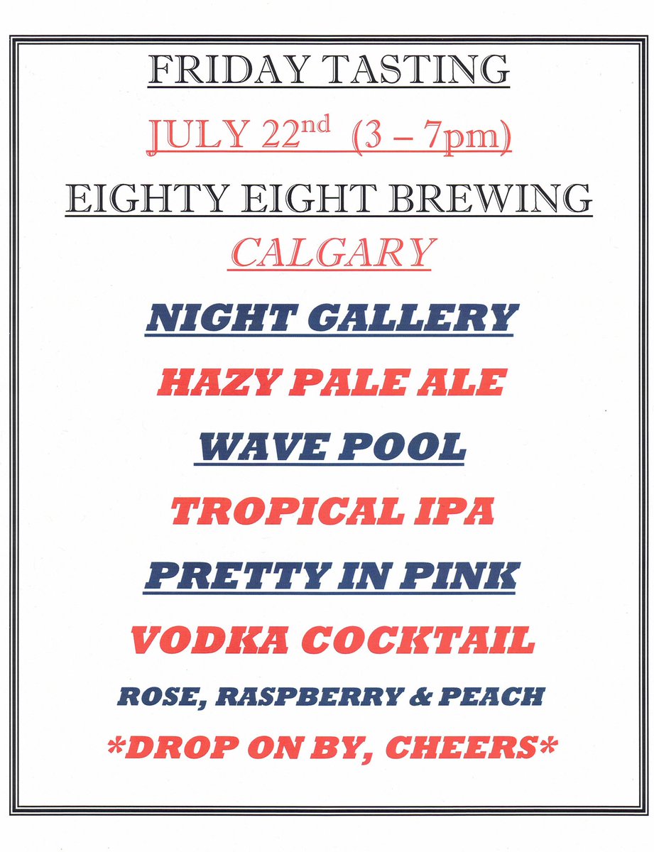 LPSpirits's tweet photo. #BFF…#BeerForFree, oh & a #VodkaCocktail!
#FridayTasting courtesy of our friends from @EightyEightBrew!
*Check this out*
#HazyPaleAle
#TropicalIPA
#VodkaCocktail
#CraftBeer
#CraftCocktail
#Alberta
Cheers https://t.co/LkEwIBeLuz