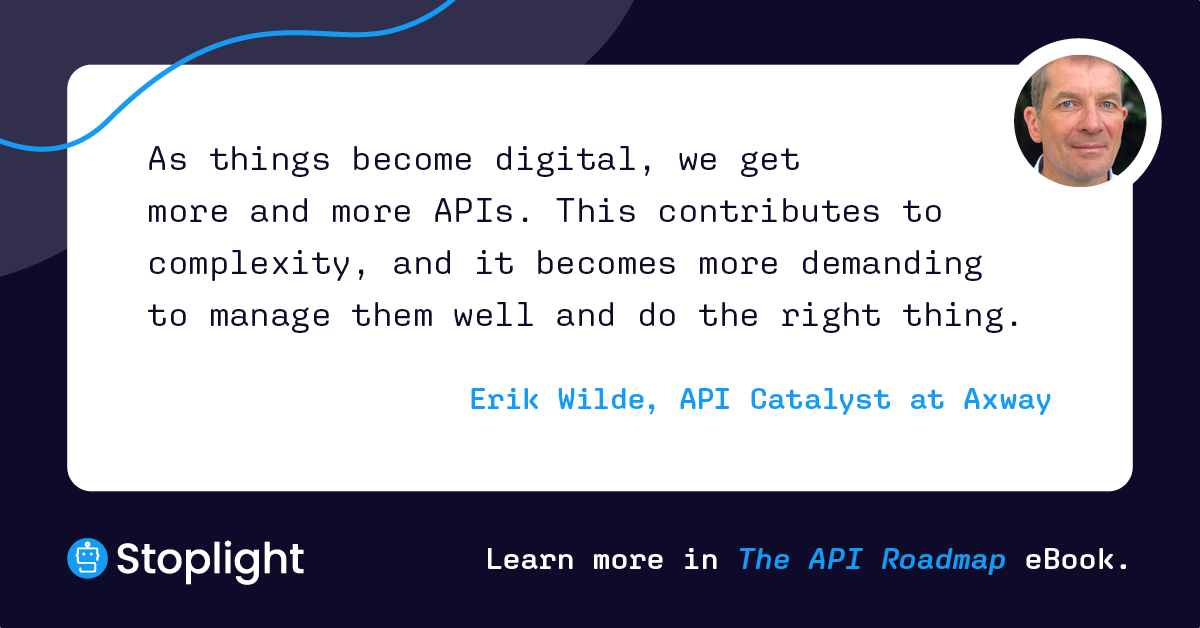 stoplightio's tweet photo. You need a robust strategy to create a more thoughtful API program. API expert Erik Wilde has some advice on how to do that in our ebook, “the #APIRoadmap: Secrets to API Strategy Success.” Join @dret and 23 other global industry experts. ➡️ https://t.co/G1UhZ2CyWf https://t.co/iZRatxkglp