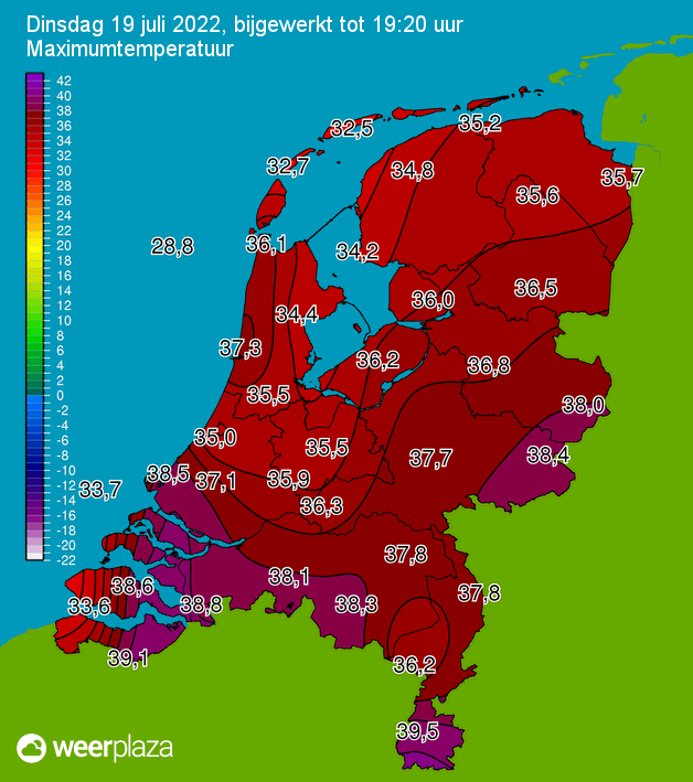 Bizar om te zien hoeveel koeler het in Duitsland en België was.