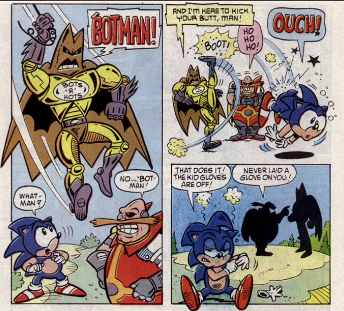 HistorySonic's tweet photo. Sonic fights evil robot parodies of Batman, Steve Urkel and Spawn (1994)

[Submitted by @/marsmugio, @/Androos_exists and @/SuperMario_Caps] https://t.co/tiyPPaZzJF