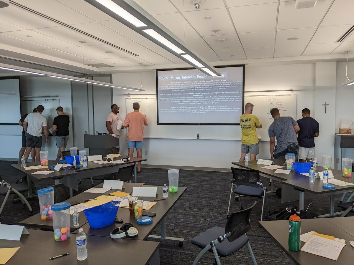 HunterBivin's tweet image. Several @NDFootball guys are taking the inaugural “Life Beyond College” career exploration course this summer led by @NDcareer’s James Biddick. @Marcus_Freeman1 was tonight’s guest lecturer emphasizing relationship based leadership and preparation for the real world. Pretty cool.