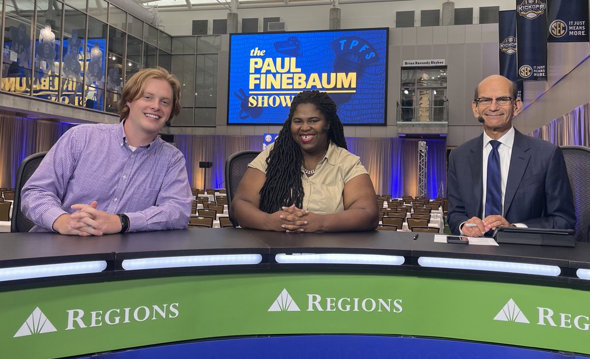 finebaum's tweet image. Talking to coaches and players and national media is the glamorous part of #SECMD22 but it’s incredibly special to be able to bring student reporters from SEC Schools on the show as well. The kids are alright!