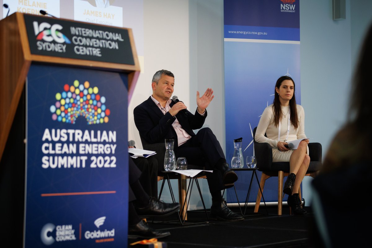 cleannrgcouncil's tweet photo. #ACES2022  
Day two has kicked off with an exclusive Breakfast briefing sponsored by EnergyCo, @energynsw 
The session unpacked the NSW Electricity Infrastructure Roadmap and looked at the role government and private industry will play in securing the energy of the future. https://t.co/Po3aMD1t1H