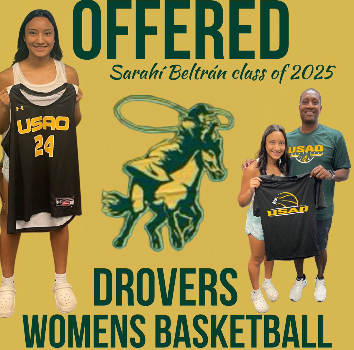 sarahibeltran22's tweet photo. After a great official visit and conversation with @CoachDM15 , I’m very blessed and thankful to say that I have received my first offer to play basketball at the next level for @USAOWBB . Thank you for believing in me! #GODISGOOD @HomeofSpartans @BixbyBasketball @EYGBasketball https://t.co/ZQB6hFc3Dd