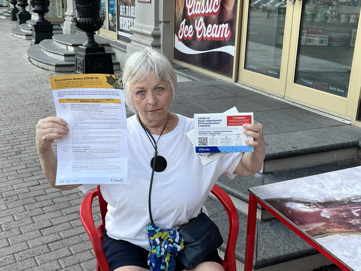 canmericanized's tweet photo. Horror at the border: Fully vaxed senior citizen subjected to 14 day quarantine punishment and 2 PCR tests for a 4 hour land border crossing by foot for a Niagara Falls USA day trip. No symptoms. The crime - refusing to download &amp; complete ArriveCAN

Are you happy Justin Trudeau? https://t.co/i8CKZNJFkg