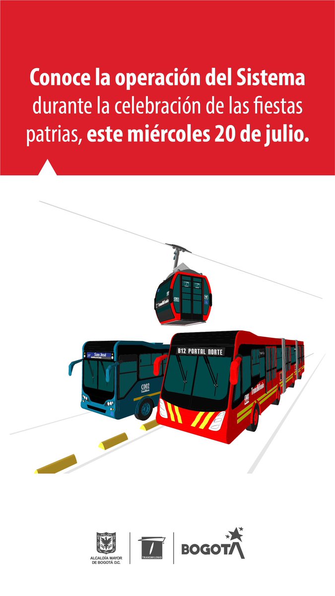 Descubre cómo operará nuestro Sistema este miércoles 20 de julio en todos sus componentes. Ingresa aquí 👉🏻 transmilenio.gov.co/publicaciones/…