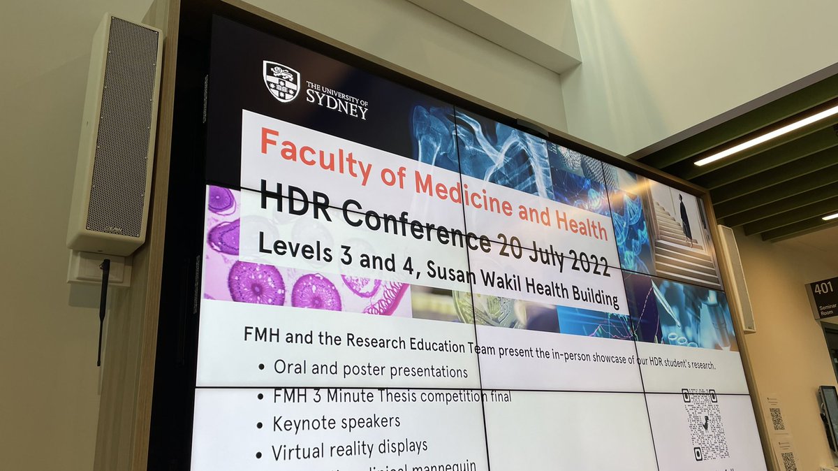 Mozziebites's tweet photo. Exciting day today with the inaugural @Sydney_Uni FMH HDR Conference. A busy program providing an opportunity for our PhD and MPhil students to showcase their research. I’m especially looking forward to the finals of our 3MT competition! https://t.co/4Ss3QqCDaf