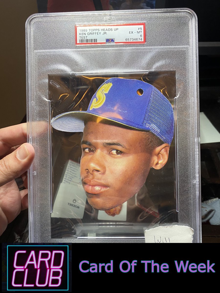 CardClubDiscord's tweet photo. Last weeks winner of card of the week was this awesome Extremley rare Heads Up Griffey RC with an estimated 24-40 ever made and only 4 graded higher at PSA you gotta love this this card

--
#cardclub #sportscards #cardoftheweek https://t.co/eJCpZWhcbp