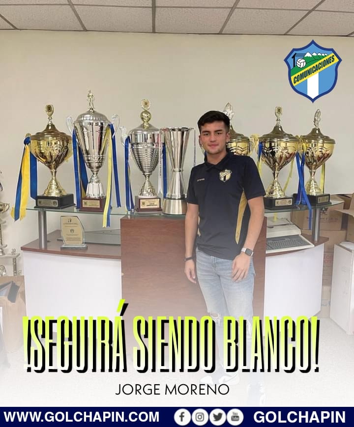 ¡Jorge Moreno  seguirá vestido de Blanco!👻🇬🇹

▶️El mundialista sub-20 extendió su contrato con Comunicaciones por 3 años más, con una clausula de rescisión de Q. 50,000 en un traspaso internacional el 20% sería para el buen Guardameta nacional.
.
.
#golchapin #Apertura2022
