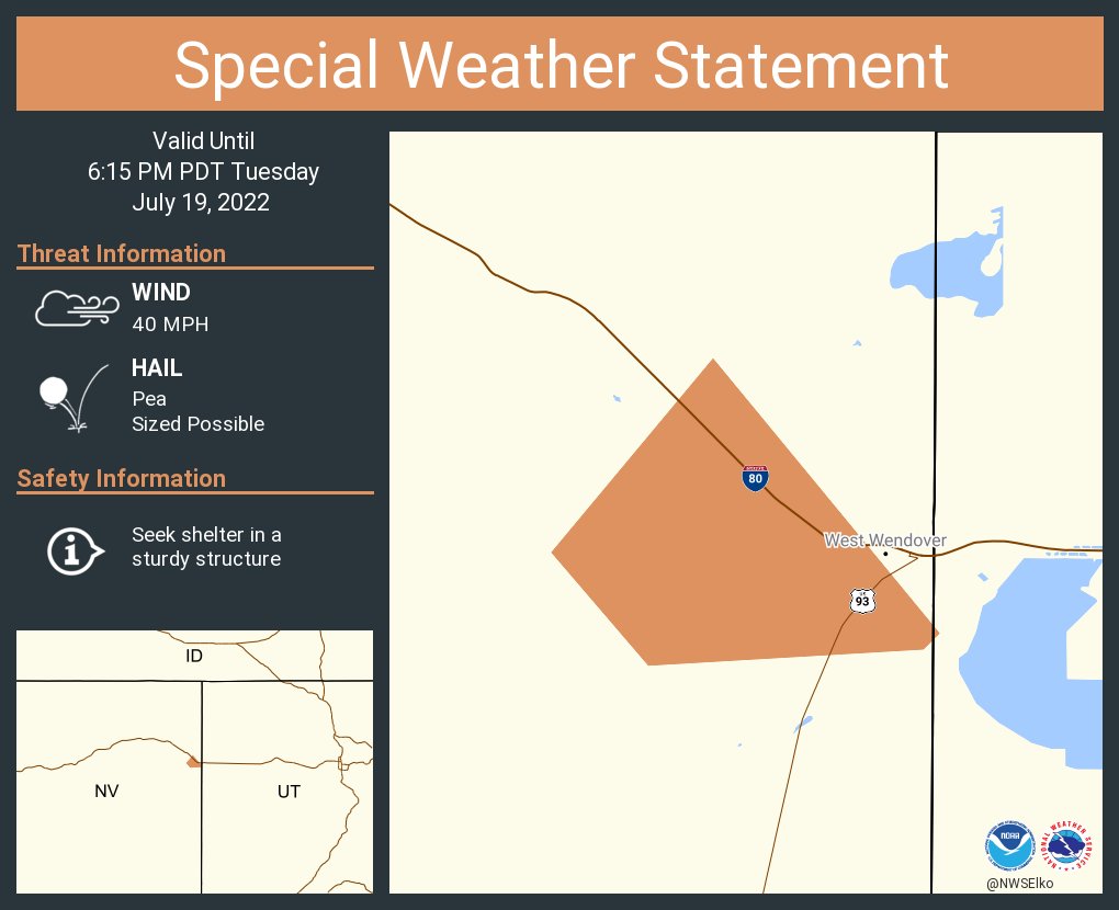 NWS Elko on Twitter "A special weather statement has been issued for