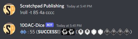 Looking to play Dusk City Outlaws or Spectaculars online? Use Discord? I've written a 100AC System Dice Bot that you can add to your server to facilitate online play. It's my first Discord bot, and my first time scripting Python, so I beg your patience. scratchpadpublishing.com/blog/2022/7/19…