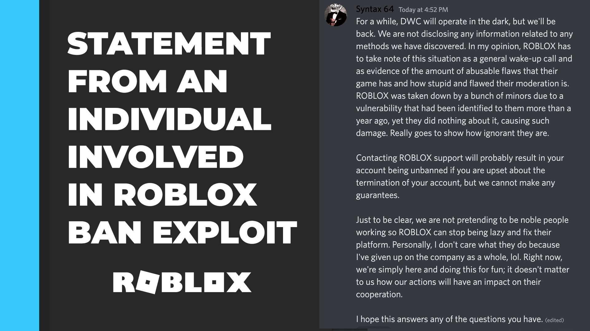 Why doesn't Roblox ban exploiters by IP address? If Roblox does that, any  exploiters can never join any game no matter how many times they create  their new accounts. Then it'd be