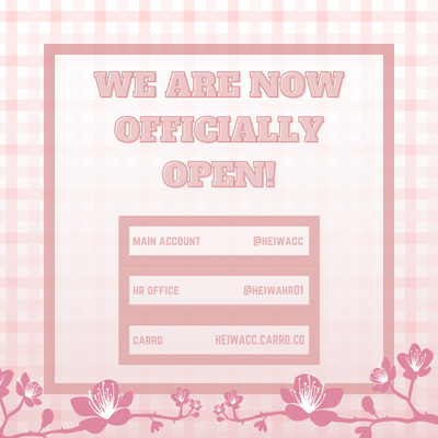 ㅤㅤㅤㅤㅤㅤ

ㅤ   へいわ      ⎯⎯⎯⎯     OPEN! 
       hey, hey, hey! HEIWA Comfort
       Café is officially open and ready
       to serve you with a touch of care
       and comfort! check our carrd on
       our website and order now! ⎯ ❀

⠀⠀