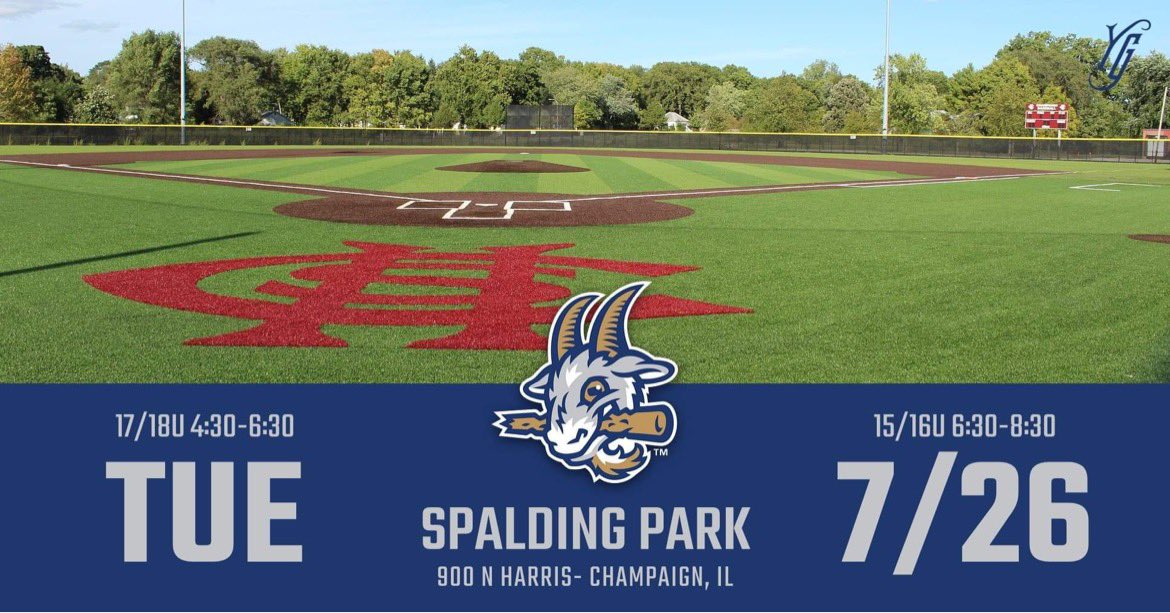 YardGoats2's tweet photo. 🚨🚨Tryouts for 15u-18u will be held Tuesday 7/26 at Spalding Park, Champaign🚨🚨
#LetsGoGoats 🐐
#GoYard #GoGoats 🐐
Yard Goat Baseball Tryout Pre-Registration ⬇️⬇️⬇️ https://t.co/VK2cuci6Ev… https://t.co/FRNrbXyAS7