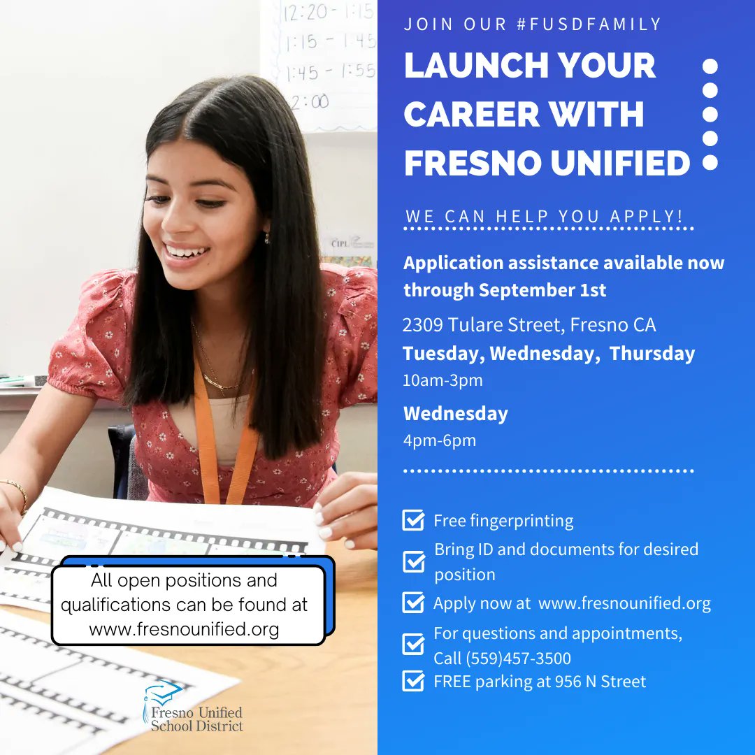 Fresno Unified on Twitter "Join our FUSDFamily and launch your career