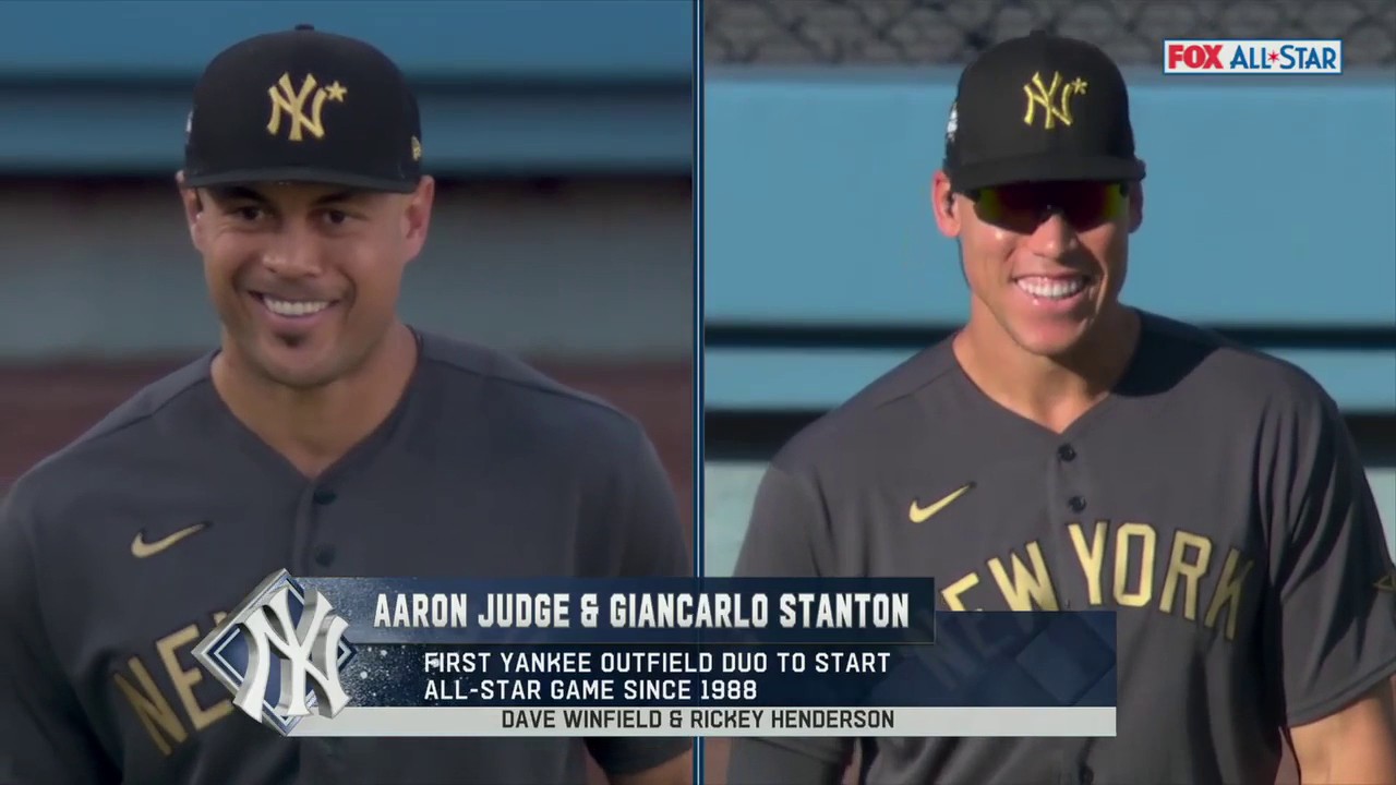 FOX Sports: MLB on X: Aaron Judge & @Giancarlo818 like to have fun in  the outfield 😆 #AllStarGame  / X