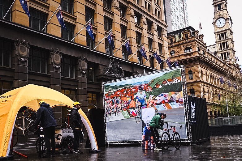 SBSSportau's tweet photo. Excitement is building for @LeTourFemmes! Here are some scenes from our pop-up in Sydney's Martin Place, including a larger than life mural of @AmandaSpratt.

Come by and say hi on your lunch break if you're nearby! 👋

#sbstdf #sbstdff #couchpeloton https://t.co/L4619fdjtF