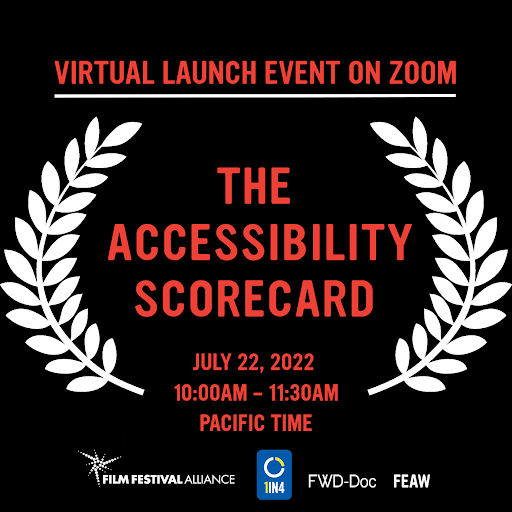 FwdDoc's tweet photo. @FwdDoc in partnership with #FEAW (@daktarian), with the support of @ffalliance (FFA), and in association with @1in4coalition, will be launching the Film Event #Accessibility Scorecard via Zoom on July 22 at 10:00AM PT. Register here for the Zoom call:
https://t.co/tdGpsbOYMd https://t.co/dBtDGzKXdI