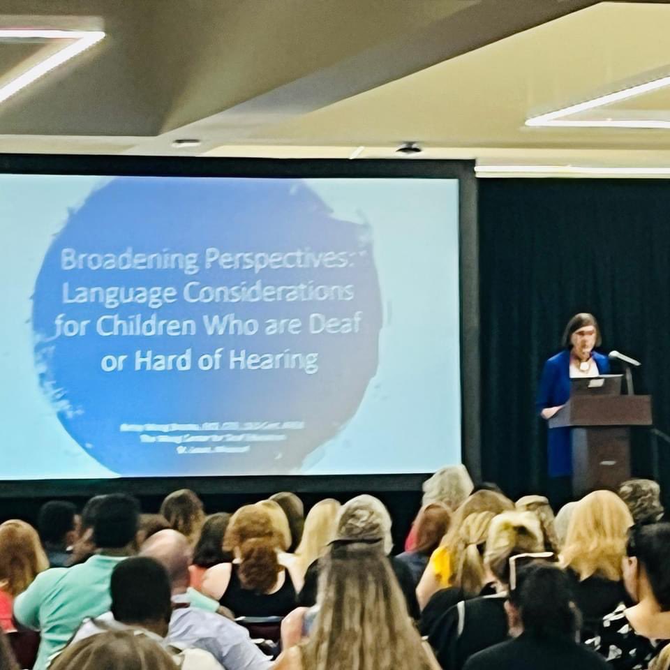 Our Executive Director, Betsy Moog Brooks, delivered the keynote at the Texas Statewide Conference on Education of the Deaf and Hard of Hearing this morning. Her session was titled, “Broadening Perspectives: Language Considerations for Children who are Deaf or Hard of Hearing.”