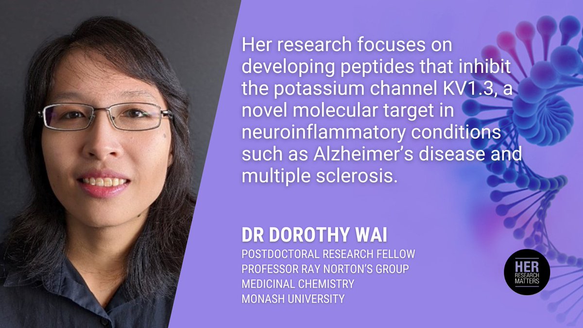 #ResearcherInFocus Dr @wai_dorothy is a postdoc in Prof Norton’s group @MIPS_Australia. Her PhD using NMR & biophysical techniques characterise interactions of transcription factors with RNA & between epigenetic reader proteins #WomenInSTEM #WomenInScience #HerResearchMatters