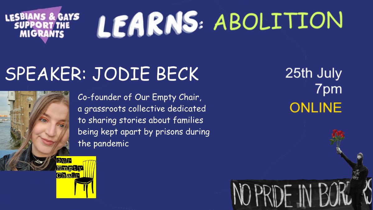 SPEAKER ANNOUNCEMENT 🗣️ At our next LGSM Learns @jodietbeck from <a href="/OurEmptyChair/">Our Empty Chair</a> will be speaking to us about why we need to abolish prisons! A brilliant activist, Jodie has worked with incarcerated women, &amp; on massive human rights campaigns outsavvy.com/event/9846/lgs…