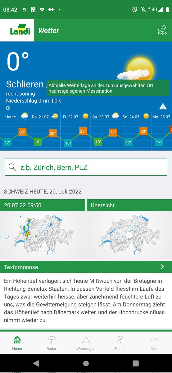Meamei01's tweet photo. Soso, 0 Grad, liebe #landiwetter App (@swissDev). Da kann ich ja den Winterpulli mitnehmen. 😉😉
Kurz vorher wars noch 24 Grad. Die 0-Grad-Anzeige ist mir übrigens in letzter Zeit paarmal aufgefallen. https://t.co/HTHEdEX0W3