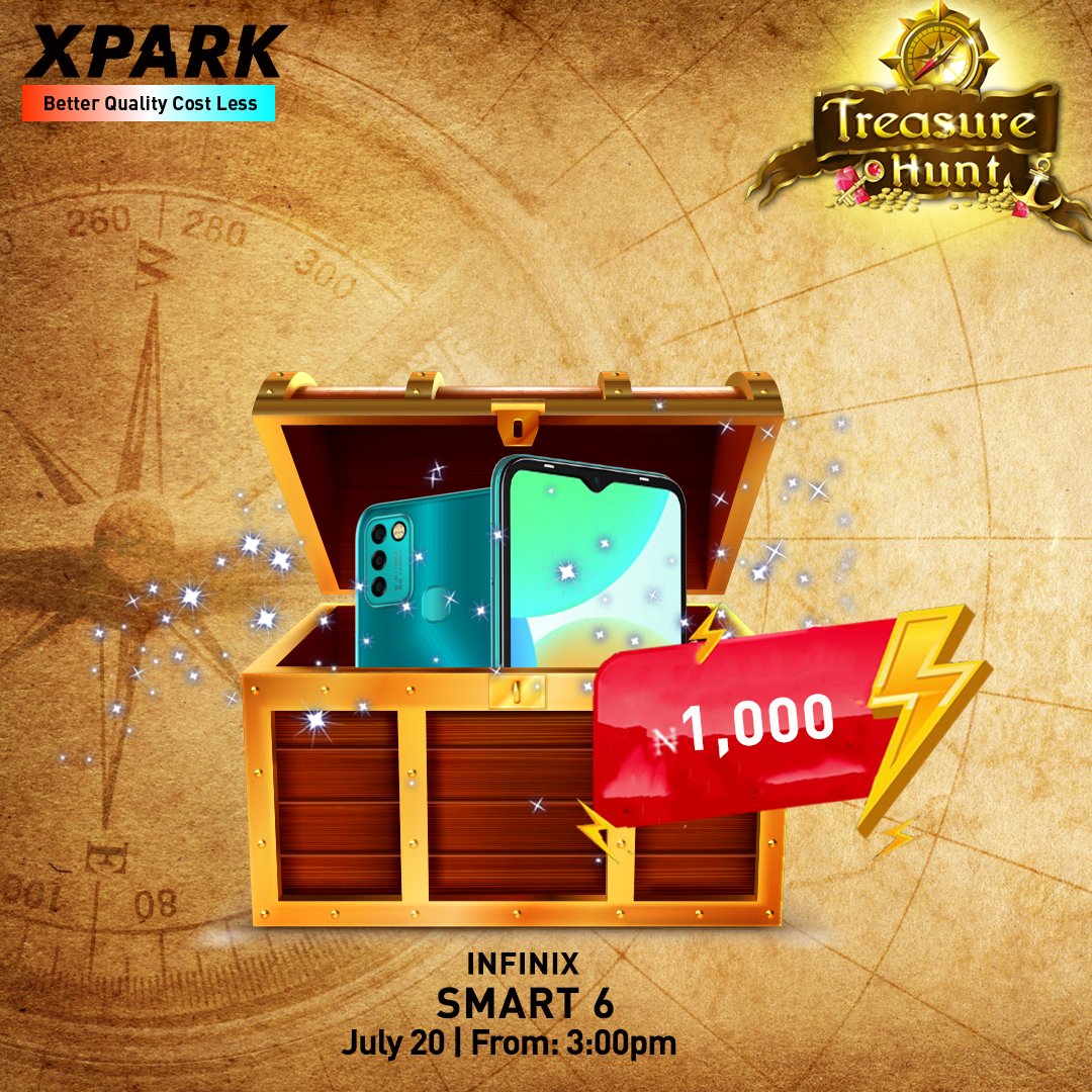 XPARKNigeria's tweet photo. Treasure Hunt for this #InfinixSmart6 starts at 3pm! 🔥 Get this for ₦1,000 from 3pm here 👉https://t.co/kBFtHX10Am

🥰 FASTEST CUSTOMERS ONLY 🥰 https://t.co/yxgkPIJ7g8
