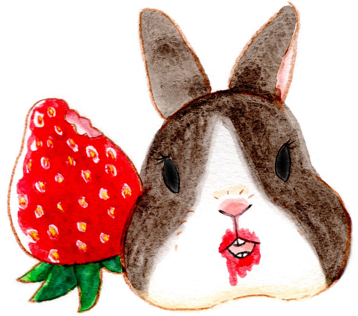 strawberry fruit food no humans white background rabbit simple background  illustration images