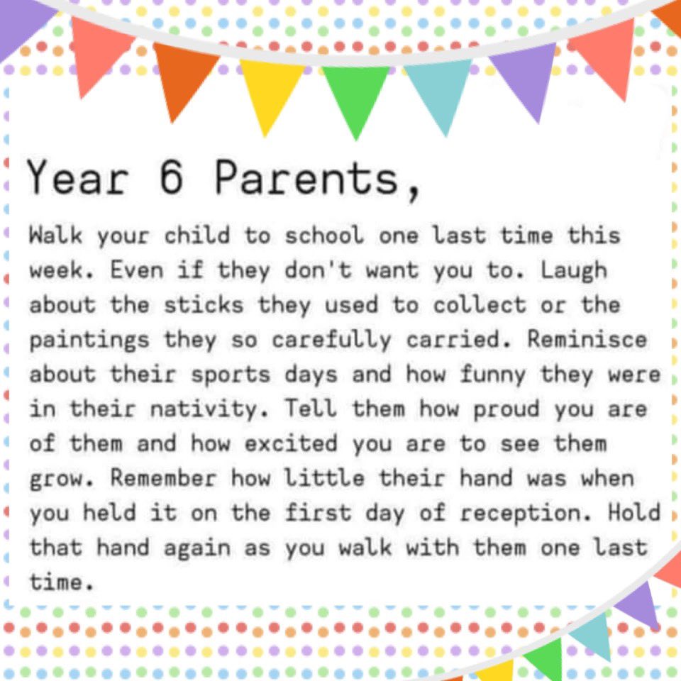 AshurstPrimary's tweet photo. To all of our year 6 parents🥰❤️ https://t.co/CHeQNLF7jV