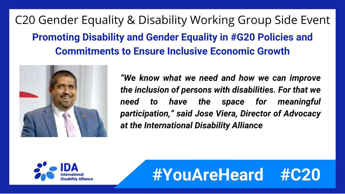 One of the objectives of the <a href="/C20EG/">Civil20India2023</a> is to ensure that international cooperation, including international development programs and technical and economic assistance, under #G20Indonesia and beyond is inclusive of and accessible to persons with #disabilities. #YouAreHeard #C20