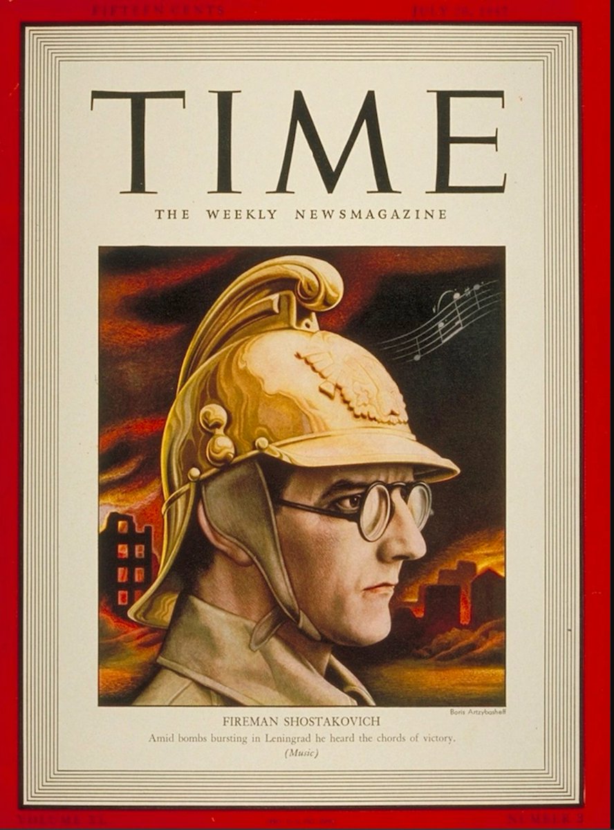 Shostakovich appeared on the cover of Time Magazine #otd, 20 July 1942.