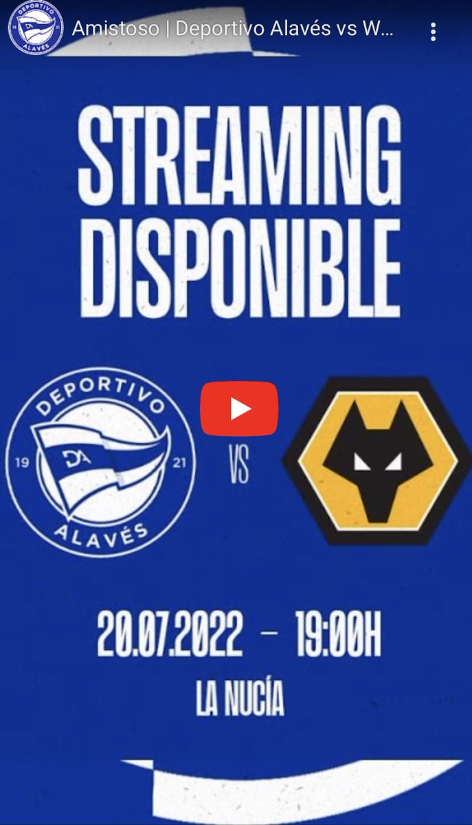 Free Alaves Official stream for Alaves v Wolves tonight 6.00pm youtu.be/QOHuNEVbquQ