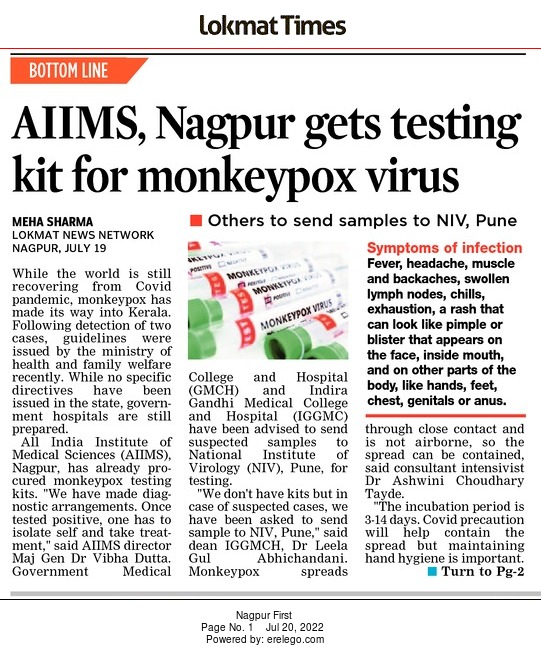 LokmatTimes_ngp's tweet photo. GMCH & IGGMC have been advised to send suspected samples to @icmr_niv
#MonkeypoxVirus #monkeypoxtesting #aiims
@AIIMSNagpur @mehashar @wordsmith01 @nknayak17 https://t.co/HZtVuteAoR