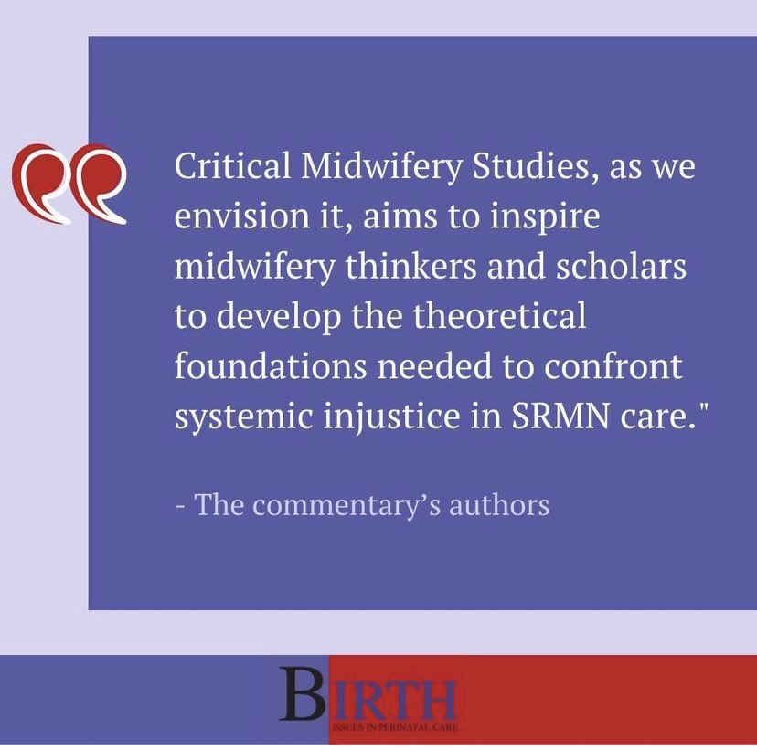 4) “A call for critical midwifery studies: Confronting systemic injustice in sexual, reproductive, maternal, and newborn care” onlinelibrary.wiley.com/doi/10.1111/bi… Written with <a href="/rebexashley/">Rebecca Ashley</a> <a href="/BaharehGoodarzi/">Bahar Goodarzi</a> <a href="/feministnoire/">Feminist Noire 🤍 | Anna Horn (She/Her)</a> <a href="/Mayra_K11/">Dr. Kaveri Mayra</a> <a href="/Suselku/">Susana Ku Carbonell</a> @GeekFatimah <a href="/NayigaHarriet6/">Nayiga Harriet</a> <a href="/madyasa/">madyasa vijber</a> <a href="/SamsonUdho/">Samson Udho, PhD</a>