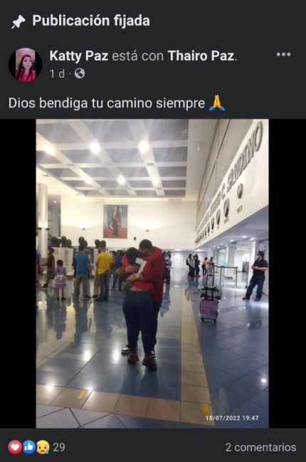 SullivanRosa69's tweet photo. 🚨 Alerta Paramilitar /Rumbo USA 🚨

Thairo Paz Acuña rumbo a EE.UU./Miami paramilitar en Managua que participo en el ataque a la Universidad UNAM 13 de julio  2018 su esposa Alexia Olivas fiel militante de la Dictadura Ortega-Murillo.

#SOSNicaragua https://t.co/ZH0Fkt7jwB