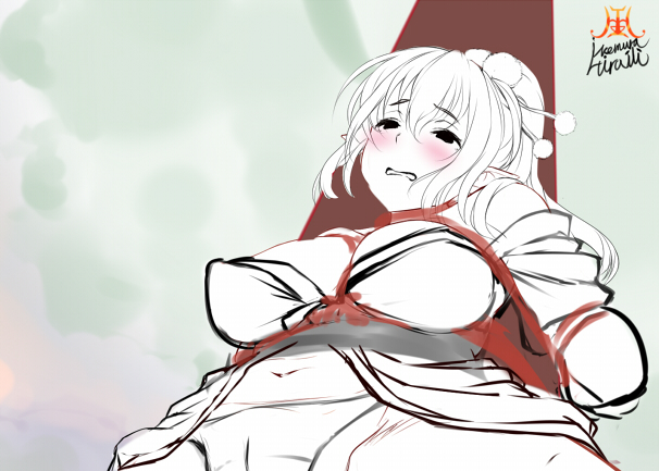 野外緊縛中の雪女(雪乃)( term72 ) 制作中 