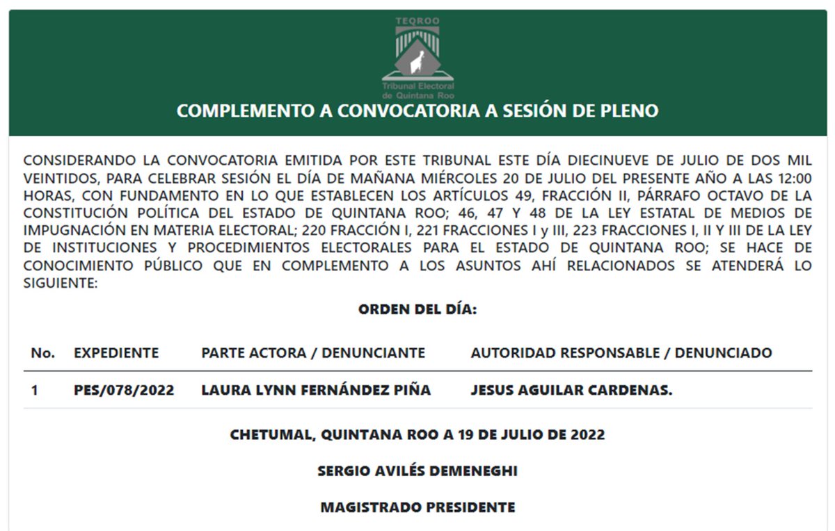 TEQROO_Oficial's tweet image. #AvisoComplementario | El @TEQROO_Oficial atenderá un asunto más en la Sesión de Pleno del 20/07/2022 a las 12:00 horas, la cual podrás visualizar en #vivo a través de nuestro Face Live y Canal de YouTube.  

A continuación, los asuntos a resolver: bit.ly/3v0UZg9
